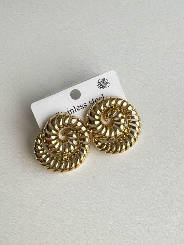 Çelik Gold Sarmal Küpe (3 Cm)