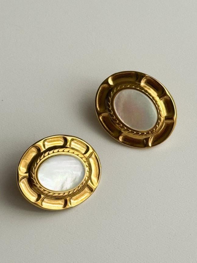 Çelik Gold Sedefli Delik Gerektirmeyen Klipsli Küpe (2.40 Cm)