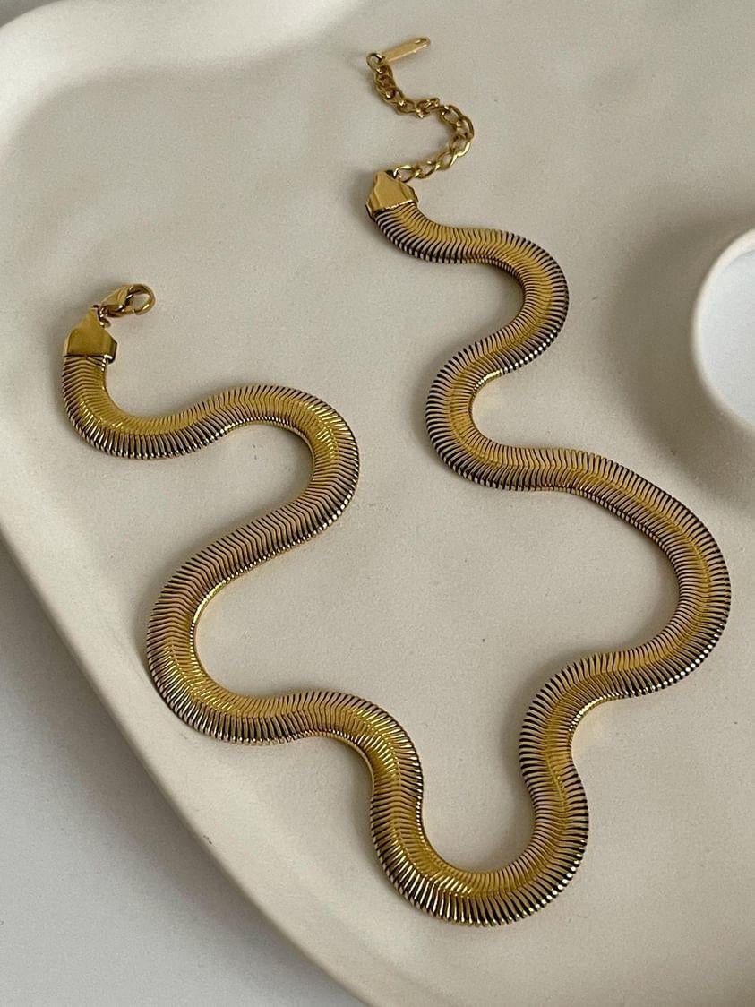 Çelik Gold Snake Kolye (47 Cm)