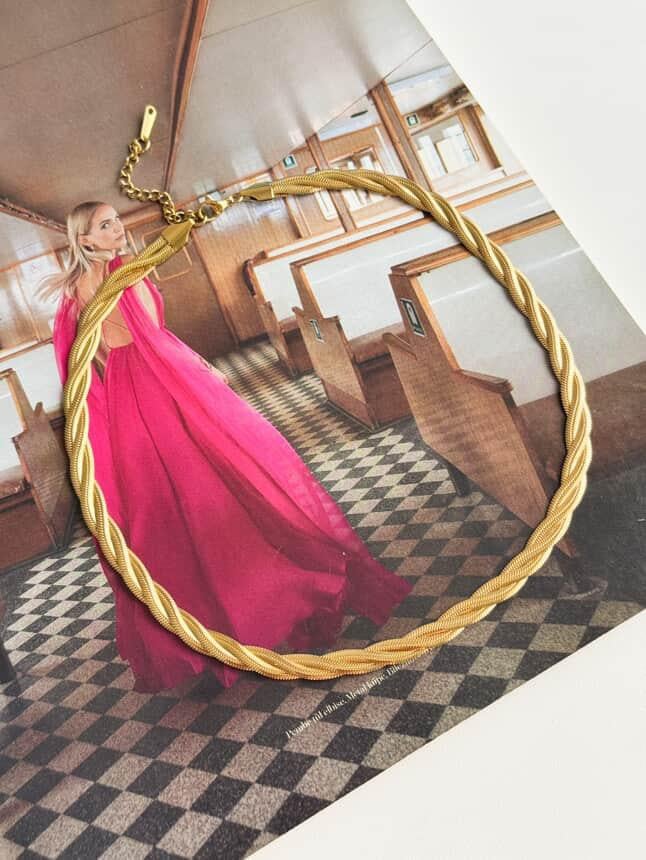 Çelik Gold Snake Örgü Kolye (43 Cm)