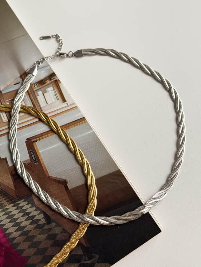 Çelik Gold Snake Örgü Kolye (43 Cm)