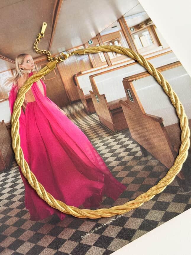 Çelik Gold Snake Örgü Kolye (43 Cm)