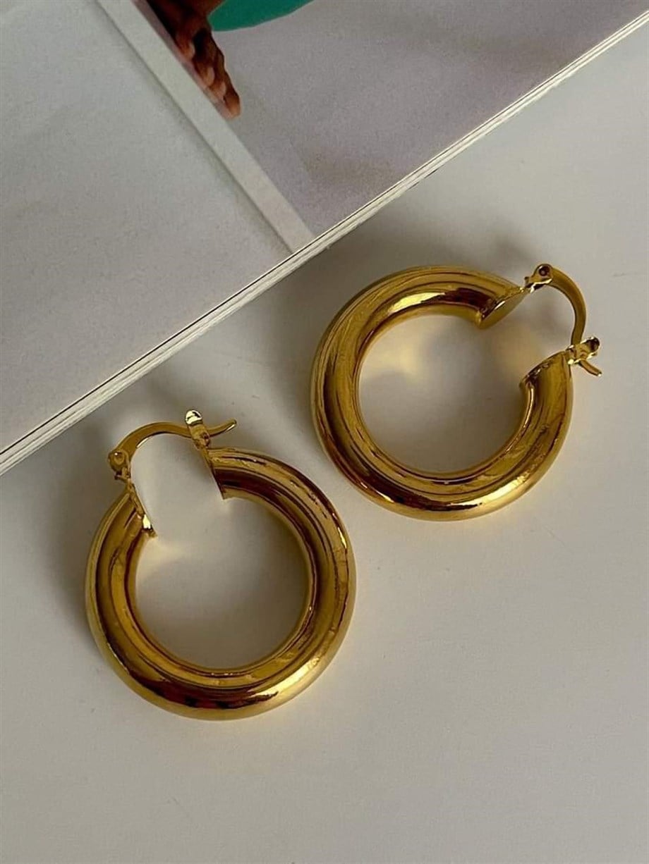 Çelik Gold Steel Basic Küpe (3.20 Cm)