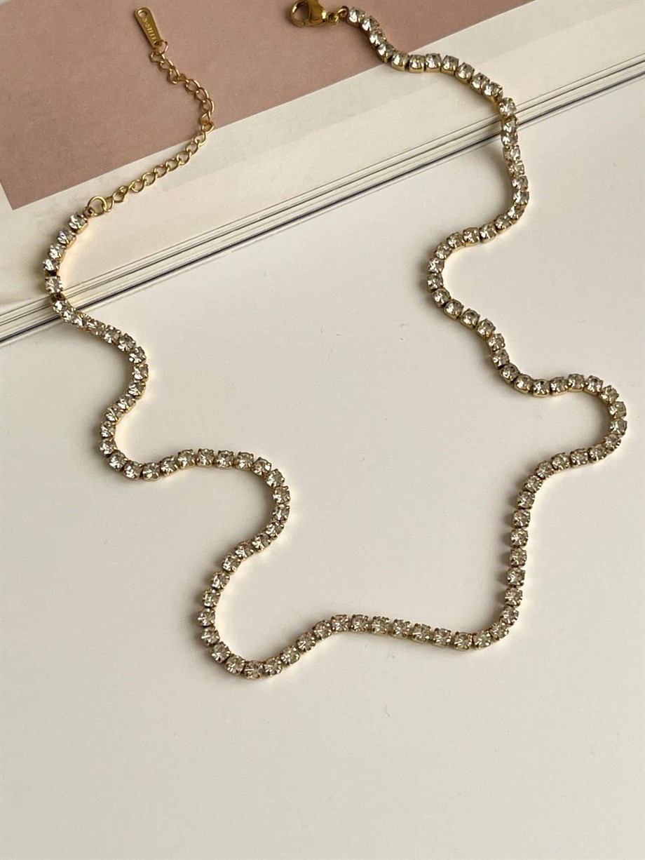 Çelik Gold Su Yolu Kolye (46 Cm)