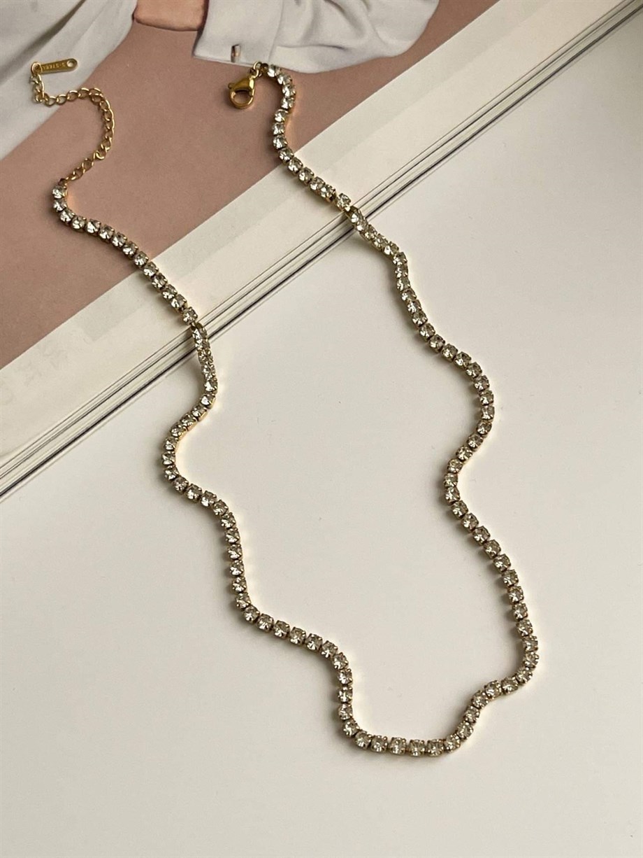 Çelik Gold Su Yolu Kolye (46 Cm)
