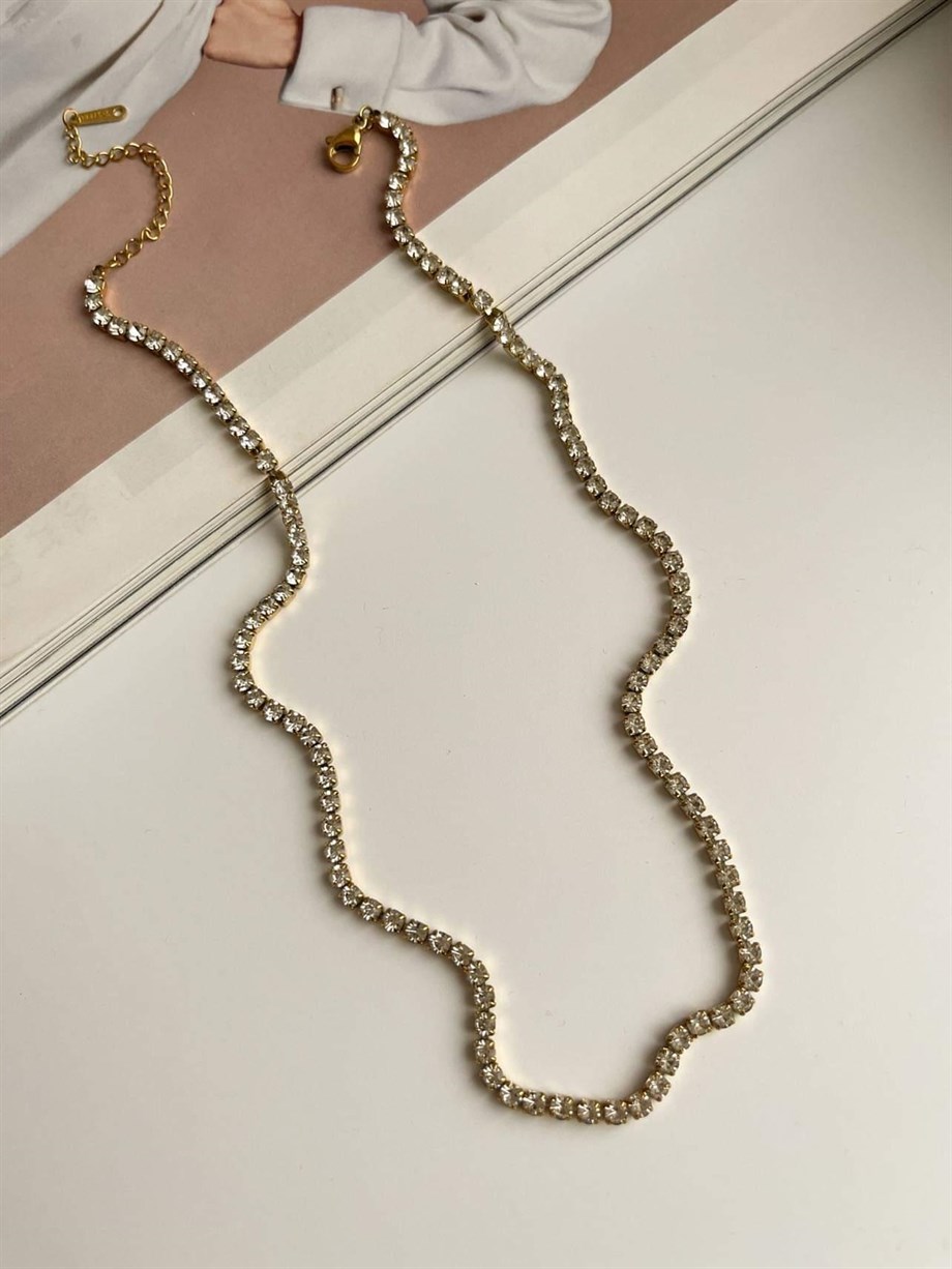Çelik Gold Su Yolu Kolye (46 Cm)