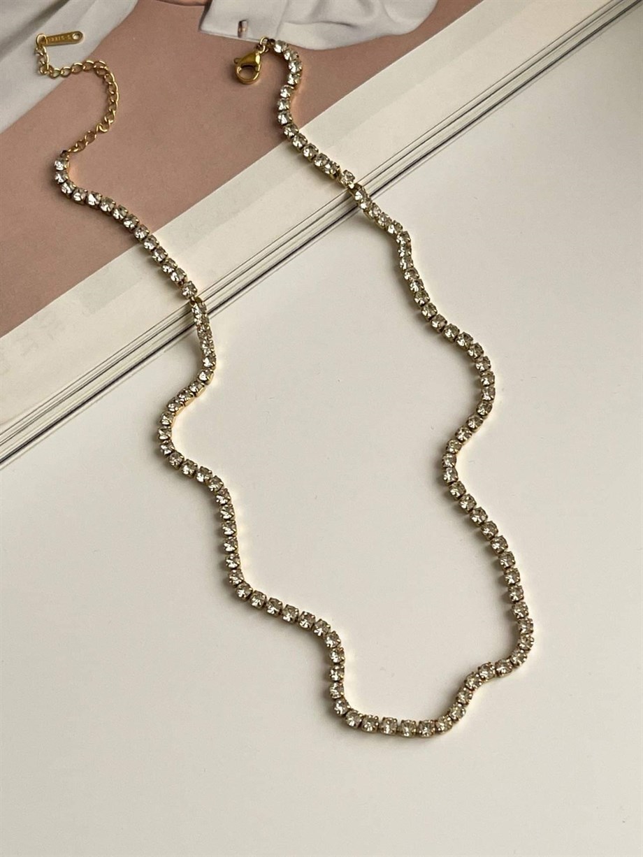 Çelik Gold Su Yolu Kolye (46 Cm)