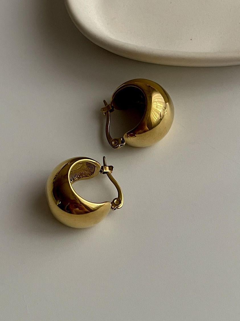 Çelik Gold Topçuk Küpe (1.5 Cm)