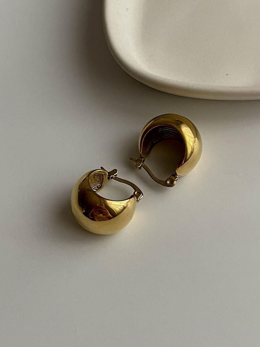 Çelik Gold Topçuk Küpe (1.5 Cm)