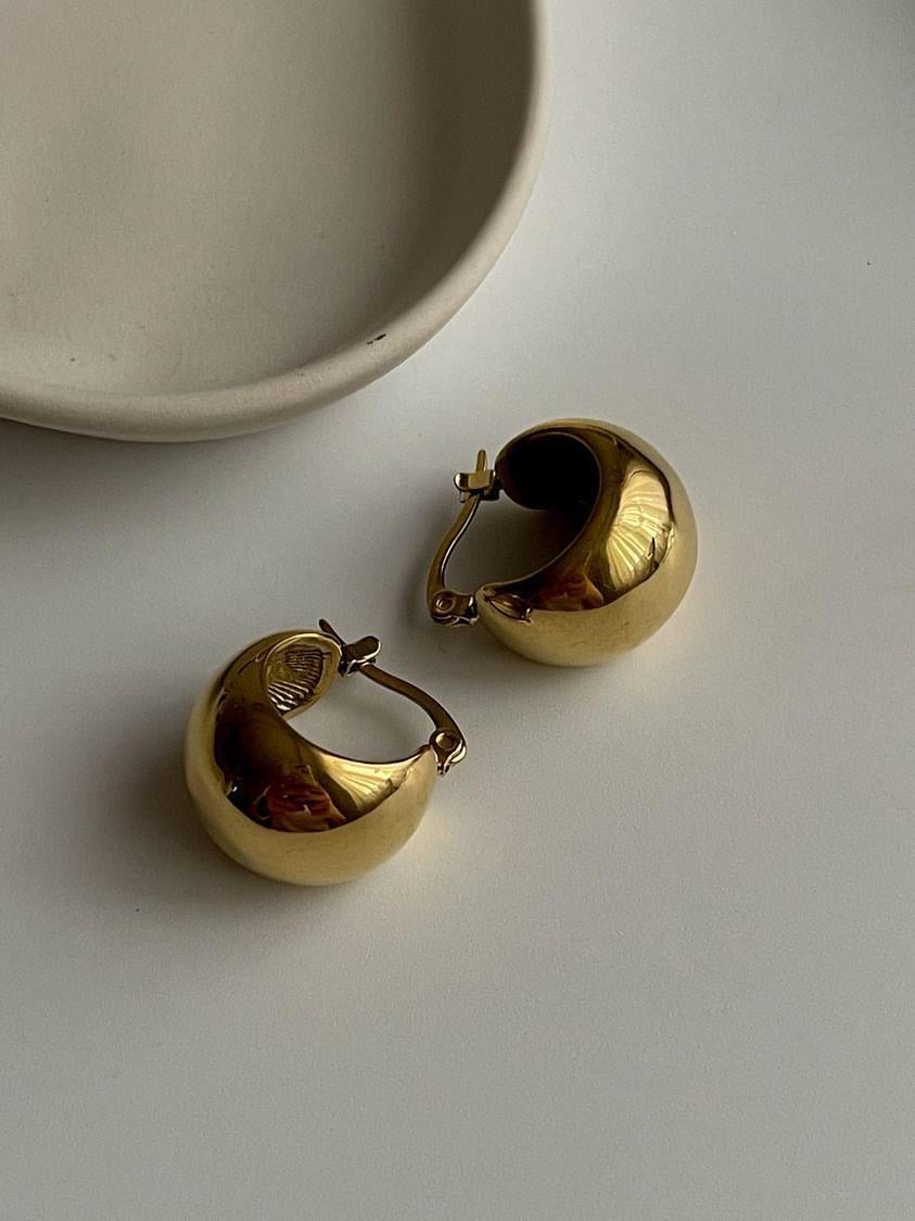 Çelik Gold Topçuk Küpe (1.5 Cm)