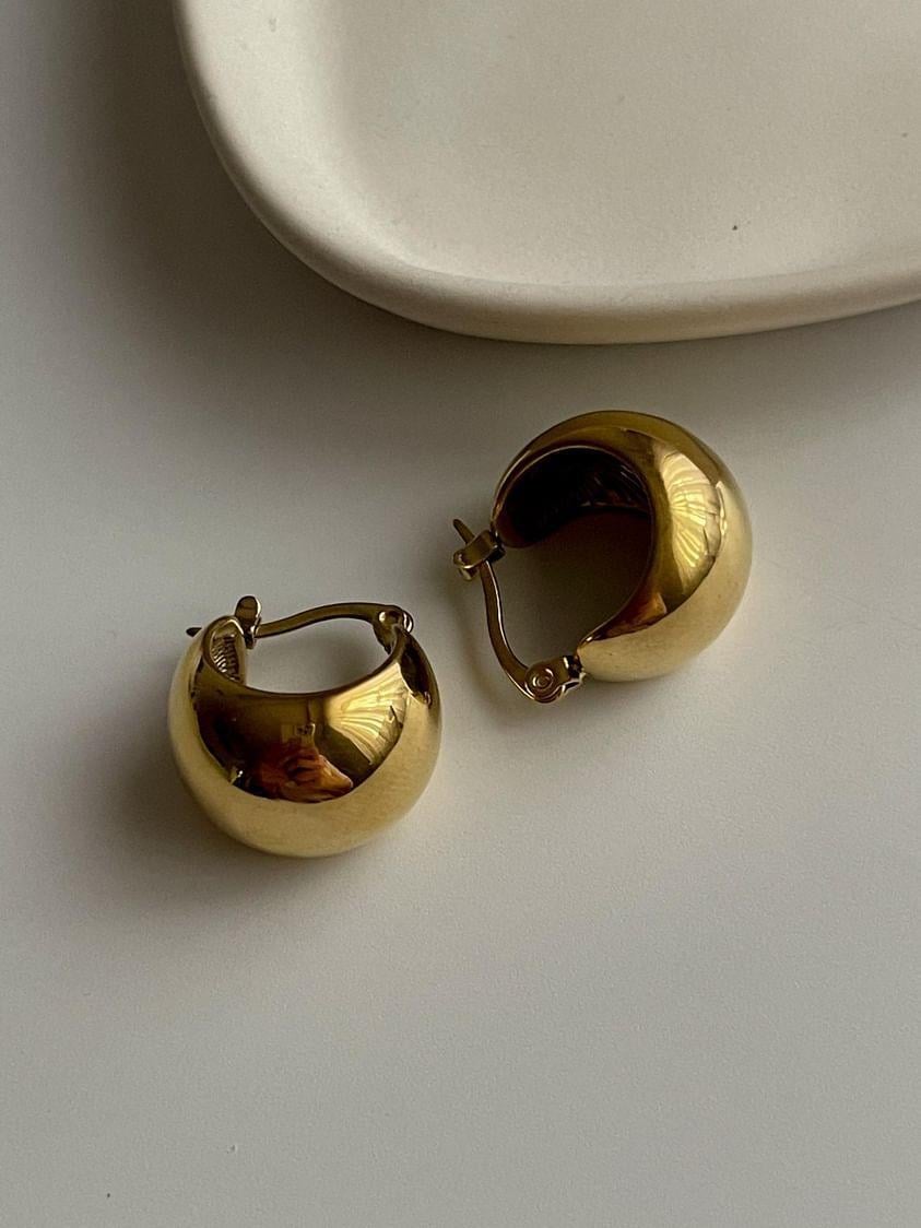 Çelik Gold Topçuk Küpe (1.5 Cm)