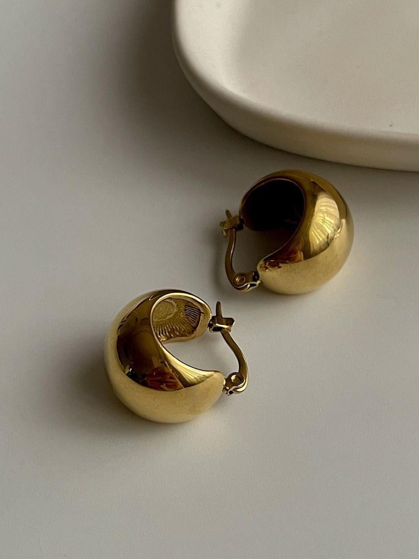 Çelik Gold Topçuk Küpe (1.5 Cm)