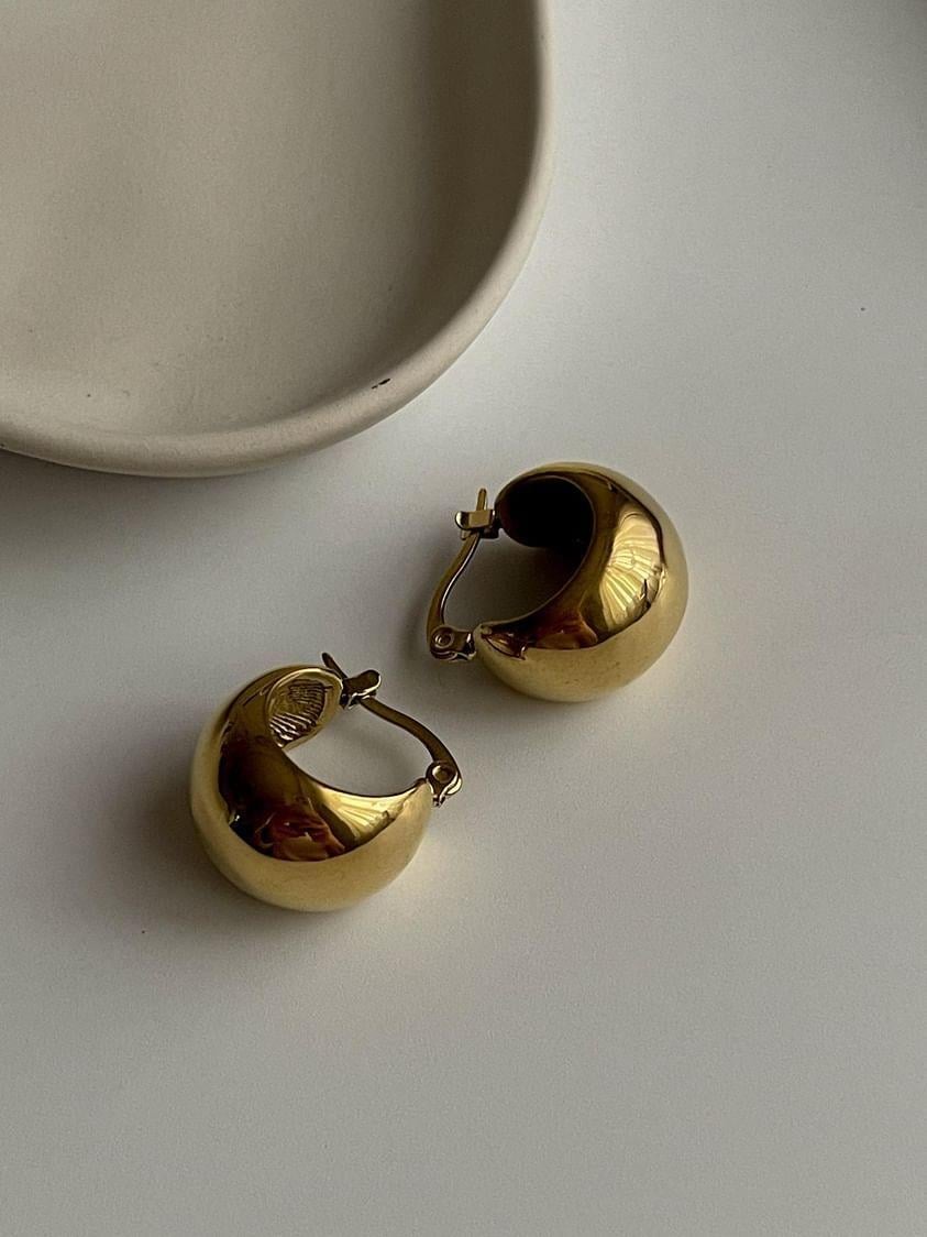 Çelik Gold Topçuk Küpe (1.5 Cm)