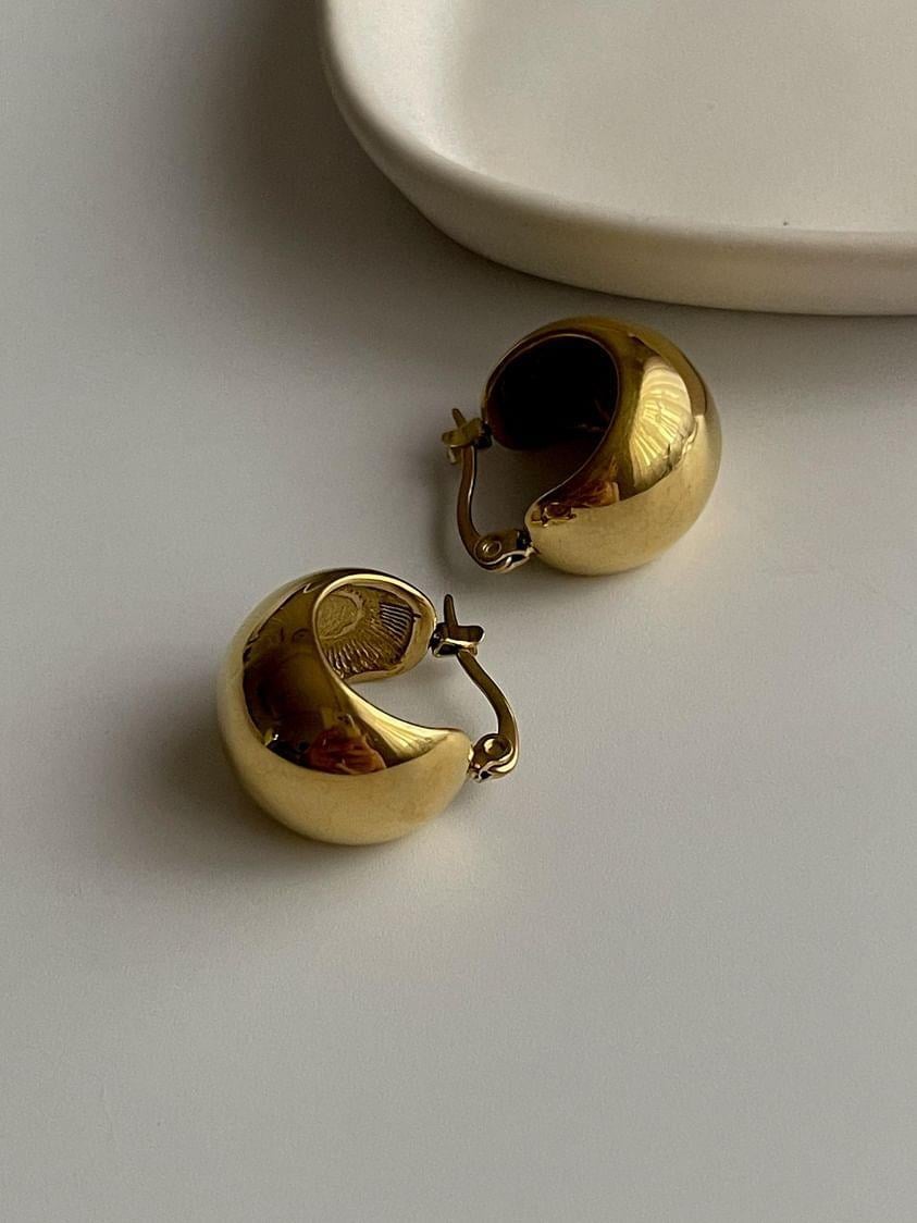 Çelik Gold Topçuk Küpe (1.5 Cm)