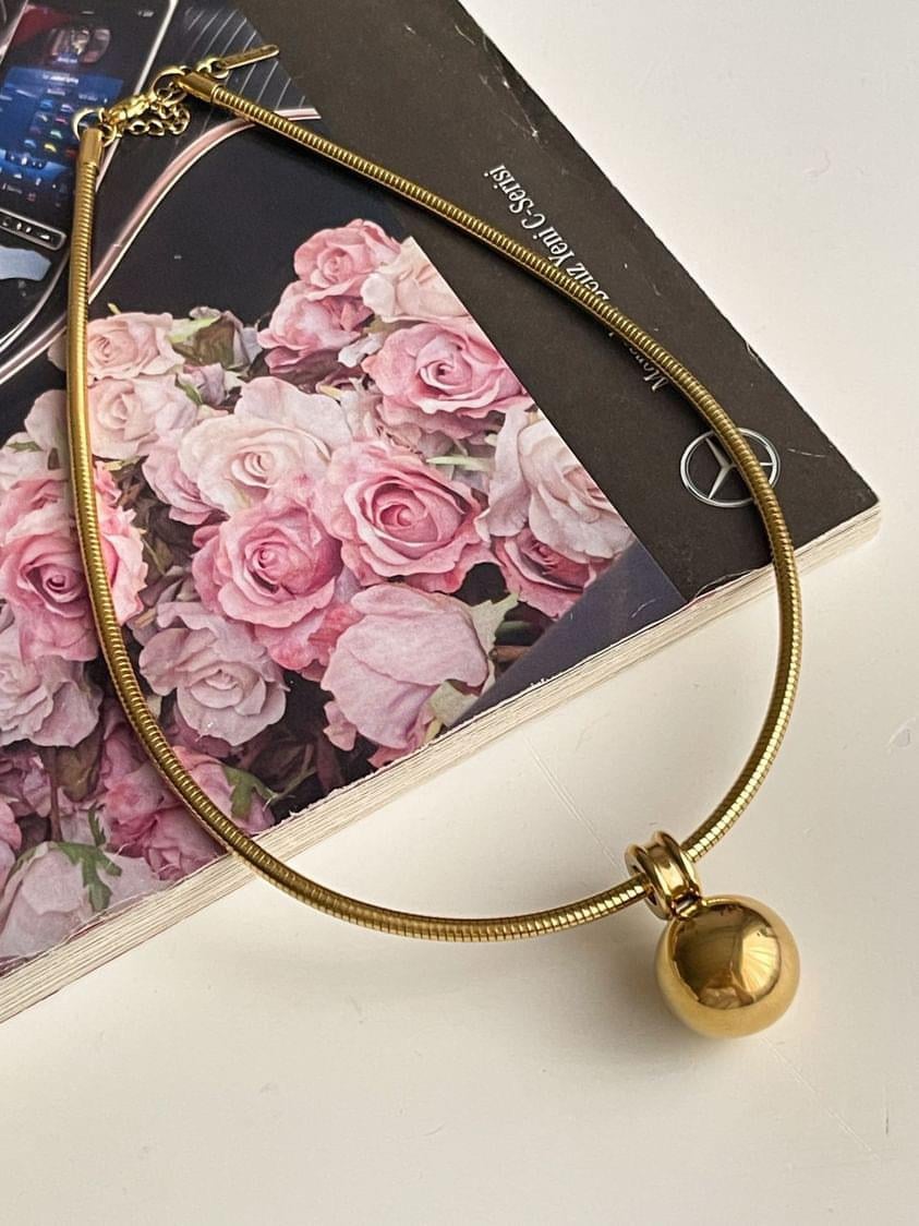 Çelik Gold Topçuklu Cocker Kolye (44 Cm)