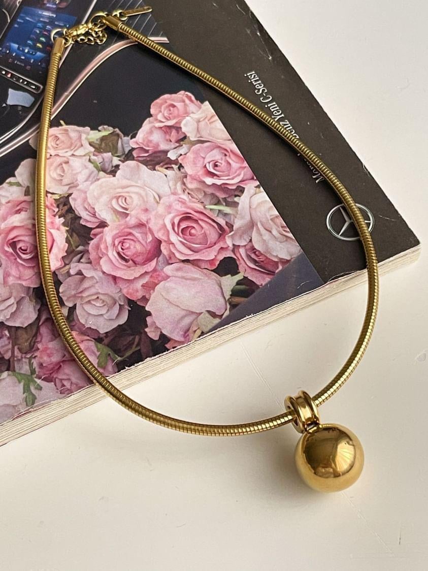 Çelik Gold Topçuklu Cocker Kolye (44 Cm)