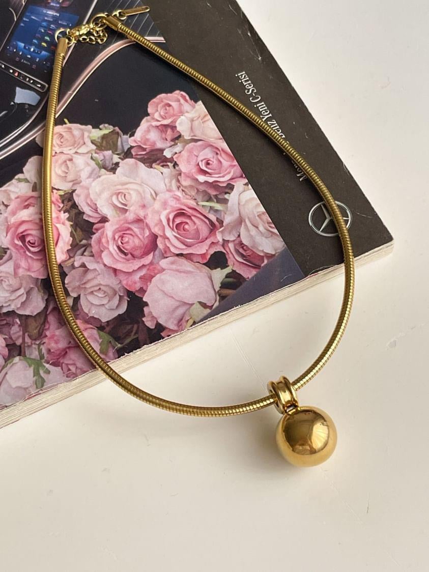 Çelik Gold Topçuklu Cocker Kolye (44 Cm)