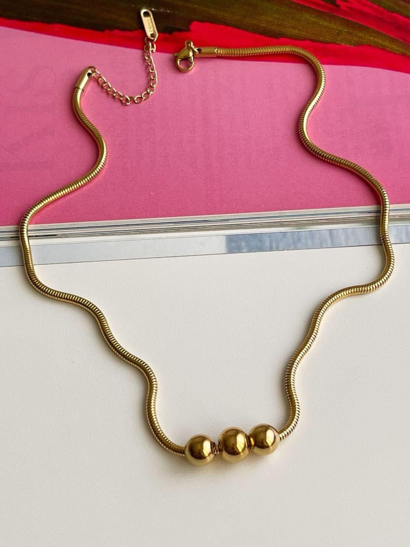 Çelik Gold Topçuklu Kolye (45 Cm)