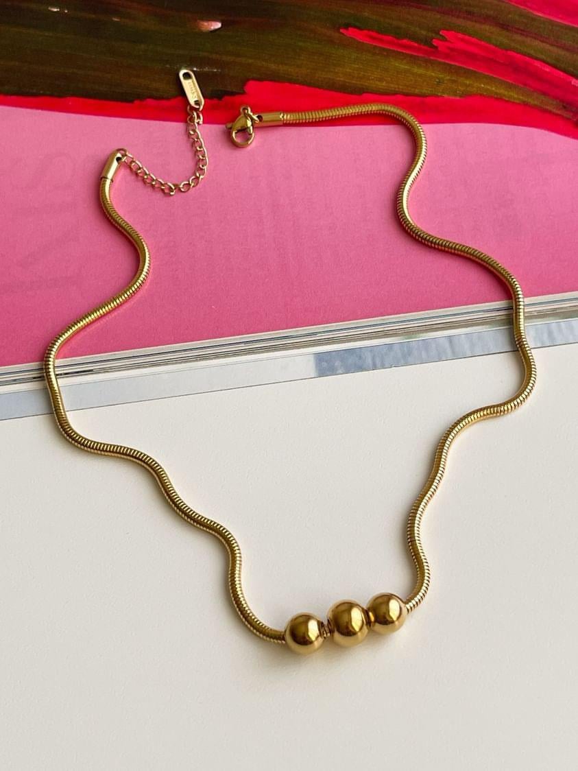 Çelik Gold Topçuklu Kolye (45 Cm)