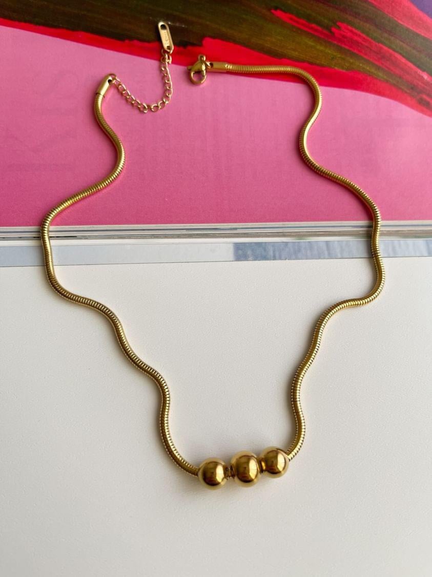 Çelik Gold Topçuklu Kolye (45 Cm)
