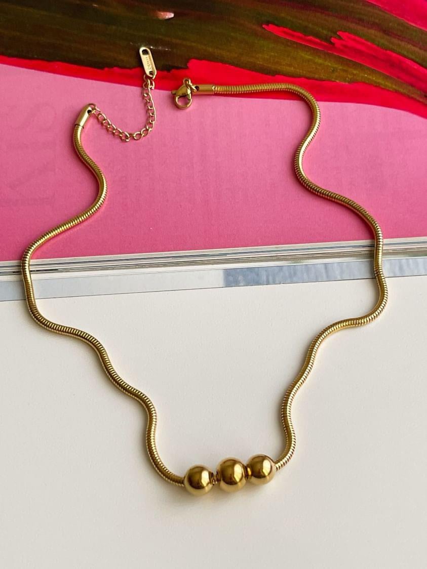 Çelik Gold Topçuklu Kolye (45 Cm)