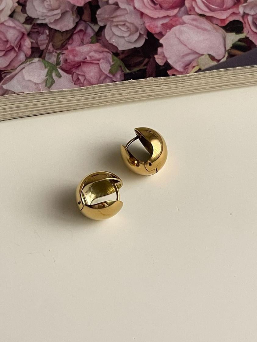 Çelik Gold Topçuklu Küpe (1 Cm)