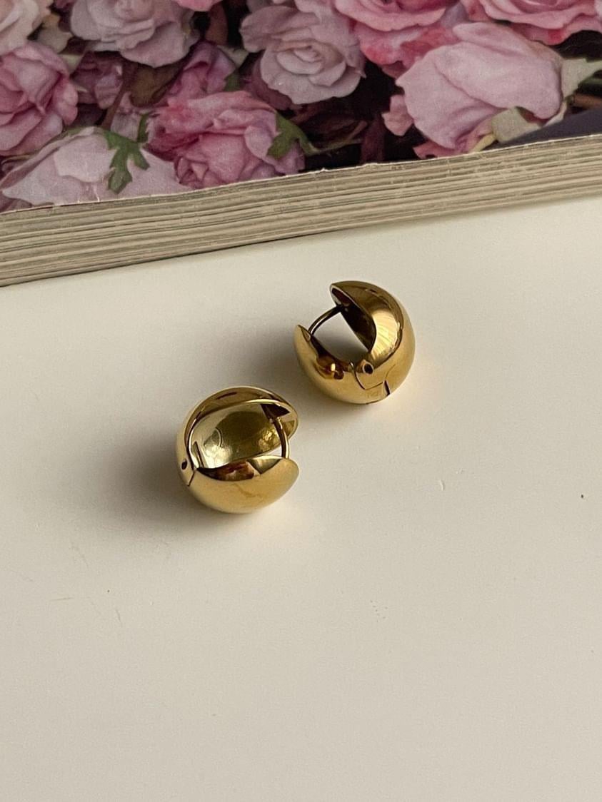 Çelik Gold Topçuklu Küpe (1 Cm)