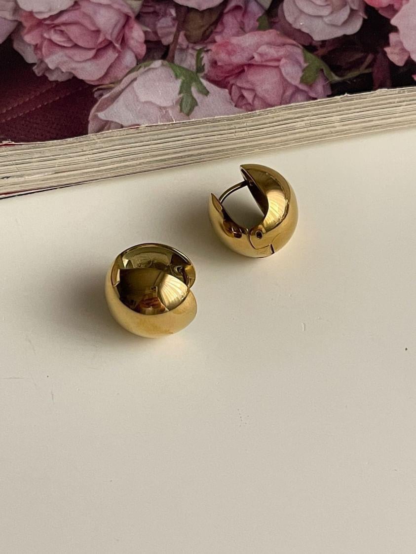Çelik Gold Topçuklu Küpe (1 Cm)