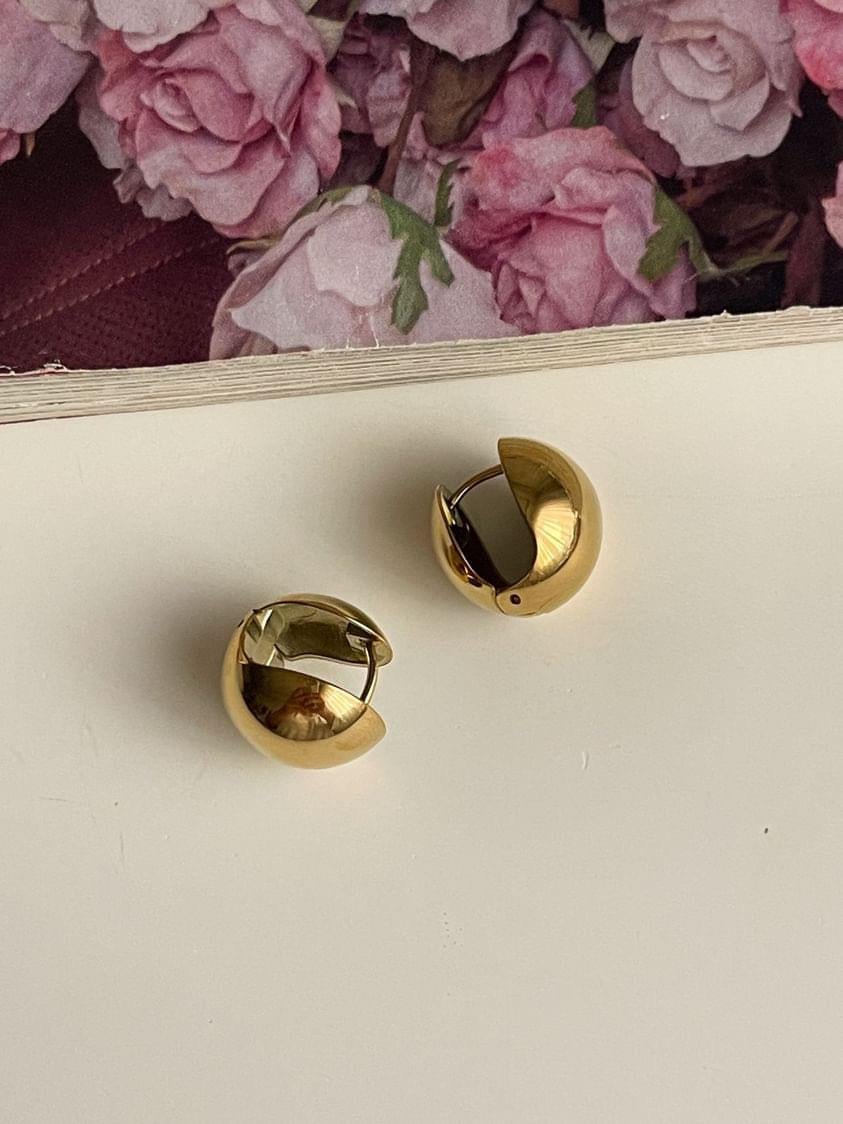 Çelik Gold Topçuklu Küpe (1 Cm)