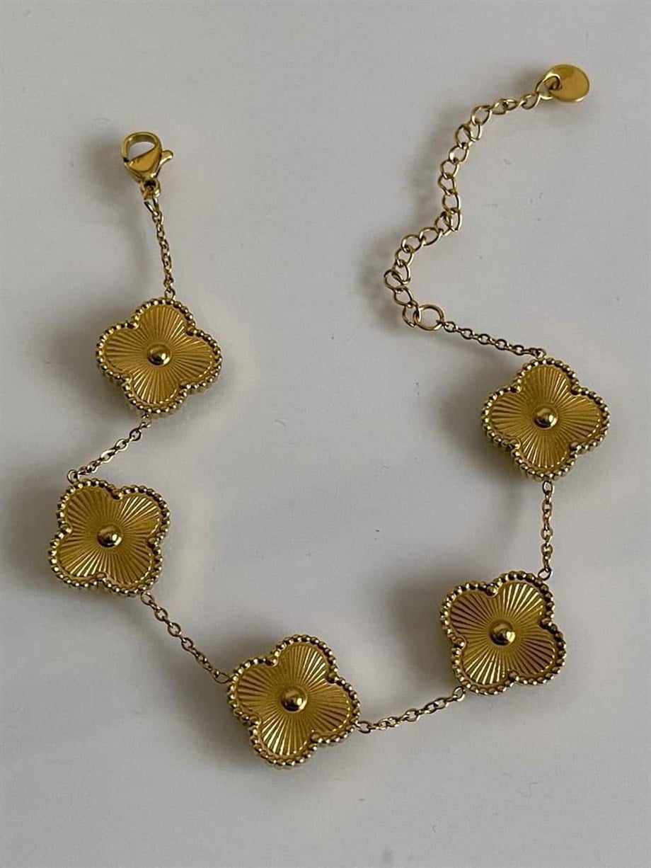 Çelik Gold Van Cleef Bileklik (23 Cm)