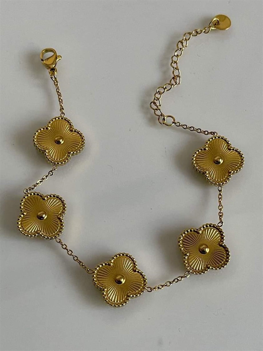 Çelik Gold Van Cleef Bileklik (23 Cm)