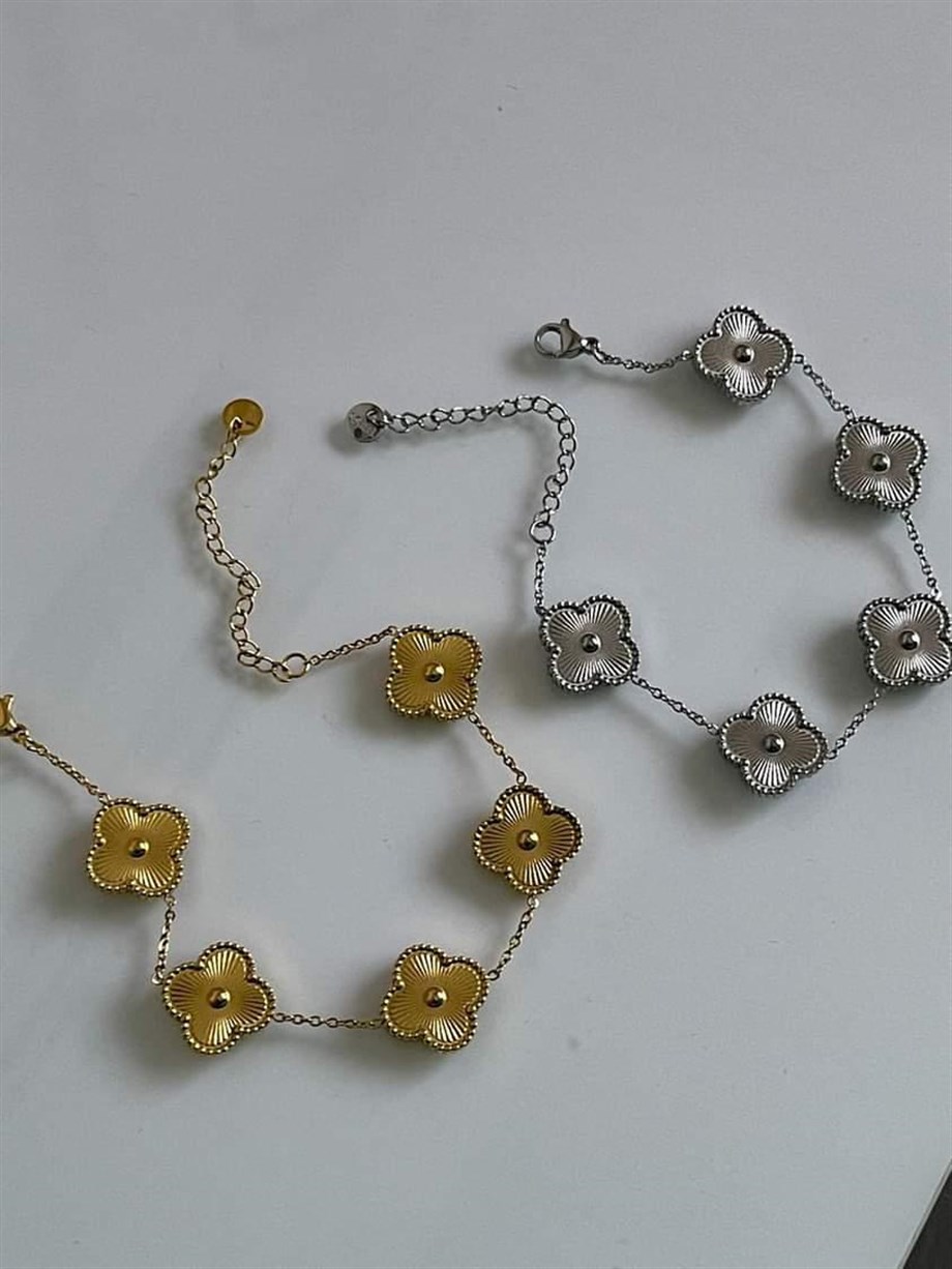 Çelik Gold Van Cleef Bileklik (23 Cm)
