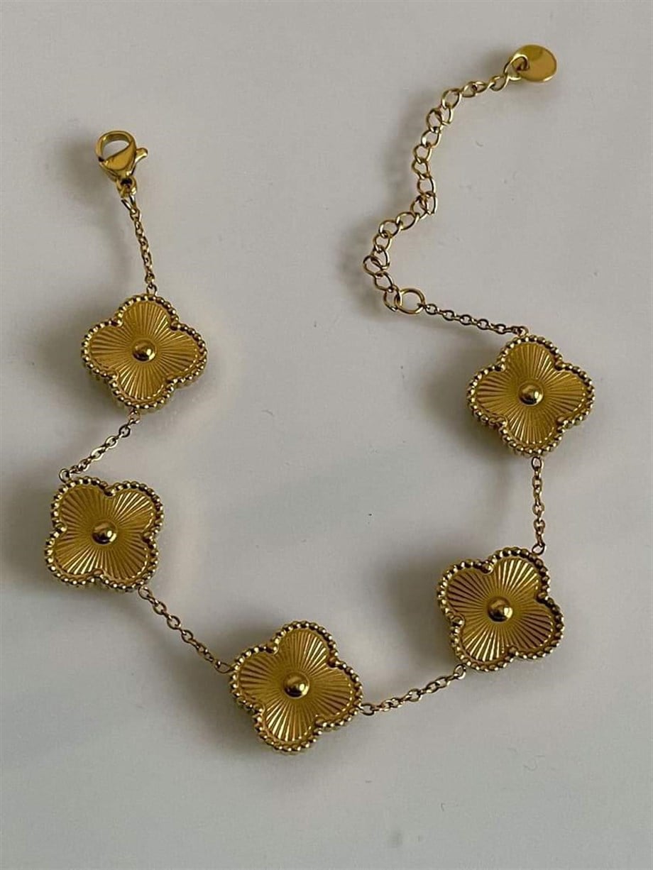 Çelik Gold Van Cleef Bileklik (23 Cm)