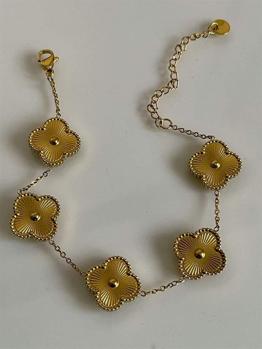 Çelik Gold Van Cleef Bileklik (23 Cm)