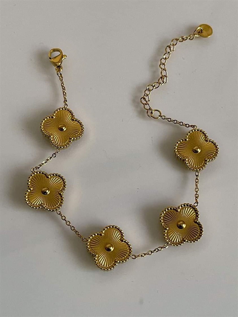 Çelik Gold Van Cleef Bileklik (23 Cm)