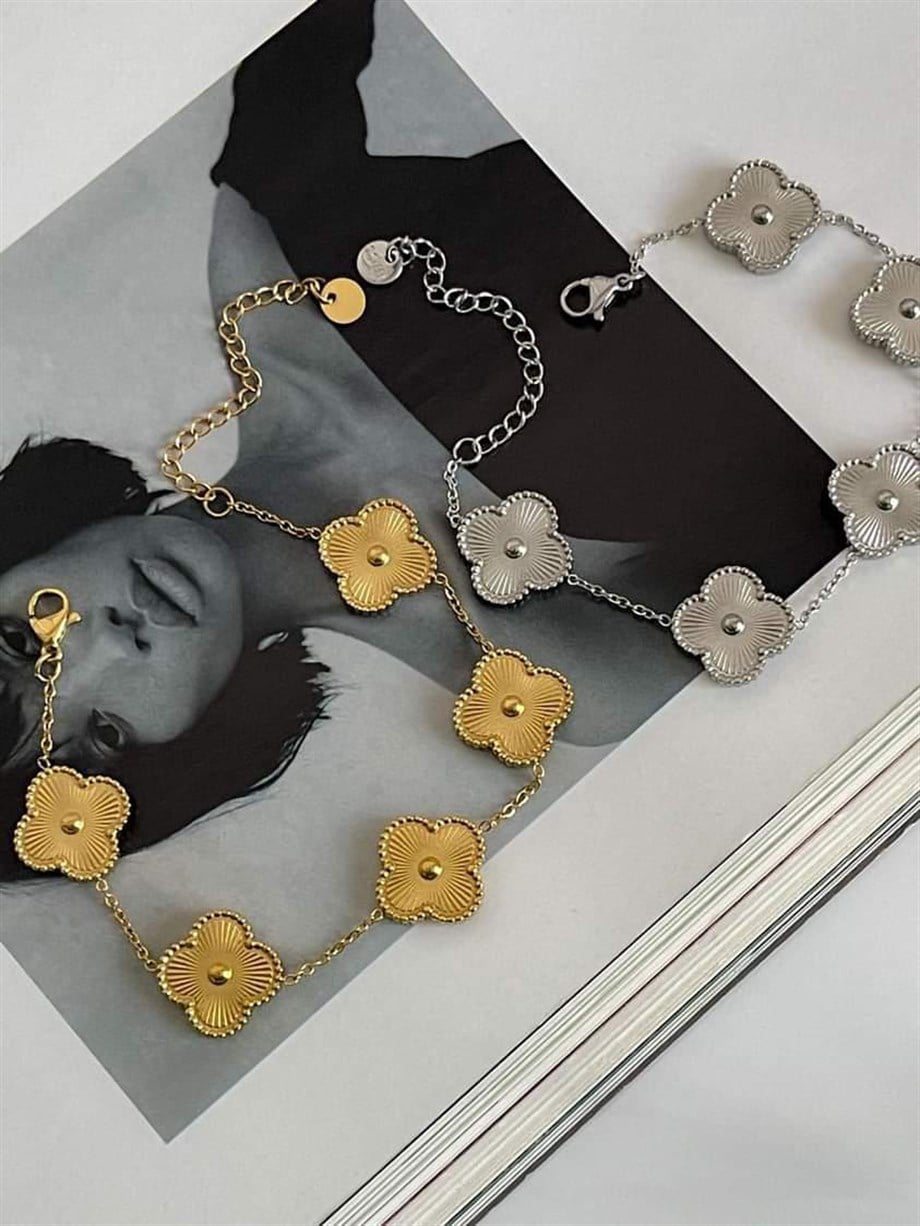 Çelik Gold Van Cleef Bileklik (23 Cm)