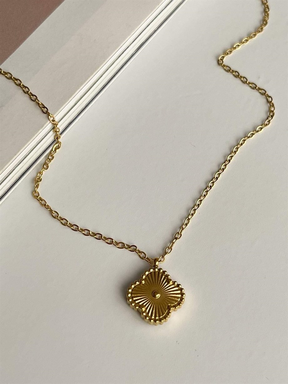 Çelik Gold Van Cleef Kolye (46 Cm)