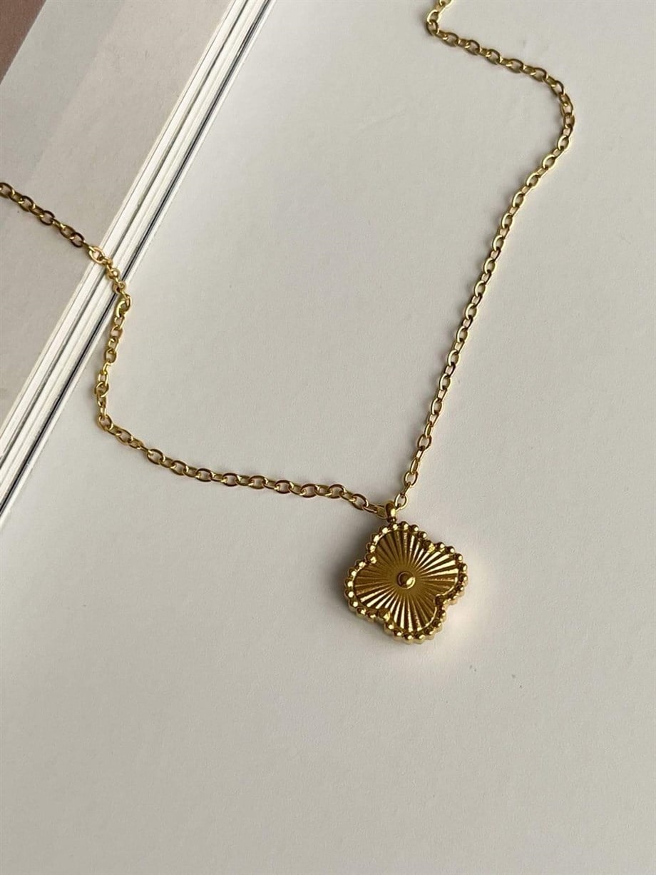 Çelik Gold Van Cleef Kolye (46 Cm)