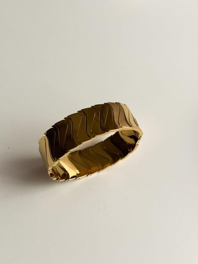 Çelik Gold Vintage Kalın Kelepçe Bileklik 