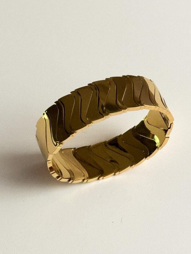 Çelik Gold Vintage Kalın Kelepçe Bileklik 