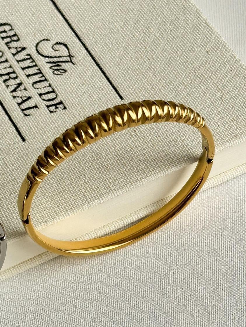 Çelik Gold Vintage Kelepçe Bileklik 