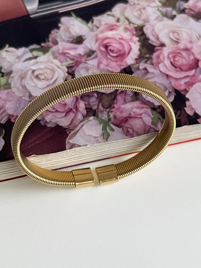Çelik Gold Vintage Kelepçe Bileklik
