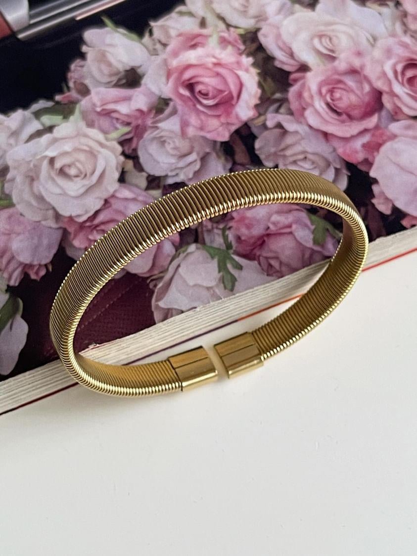 Çelik Gold Vintage Kelepçe Bileklik