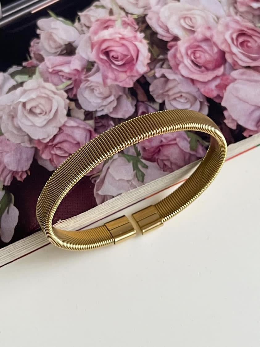 Çelik Gold Vintage Kelepçe Bileklik