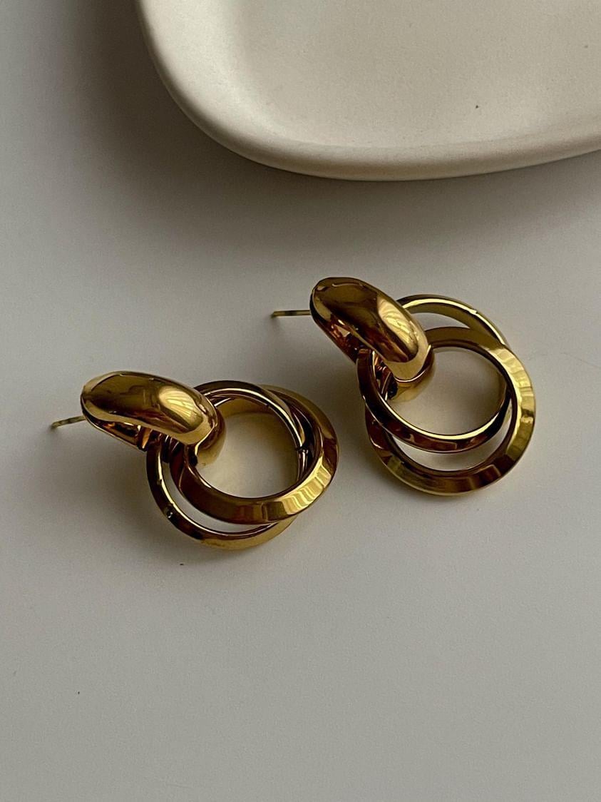 Çelik Gold Vintage Küpe (3 Cm)