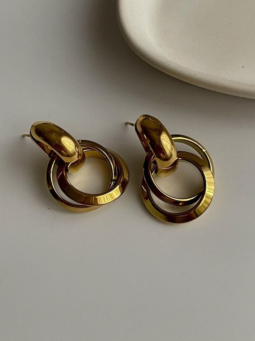 Çelik Gold Vintage Küpe (3 Cm)