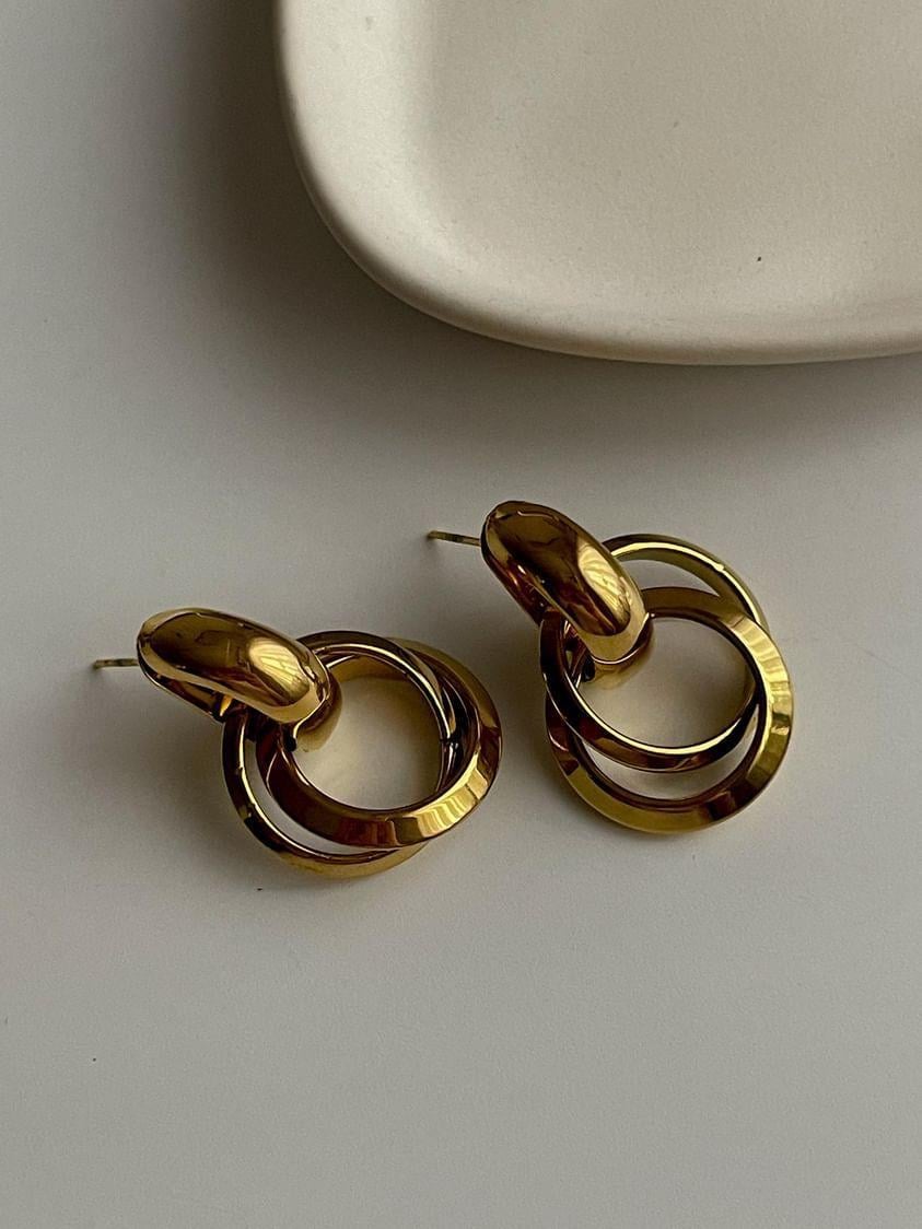 Çelik Gold Vintage Küpe (3 Cm)