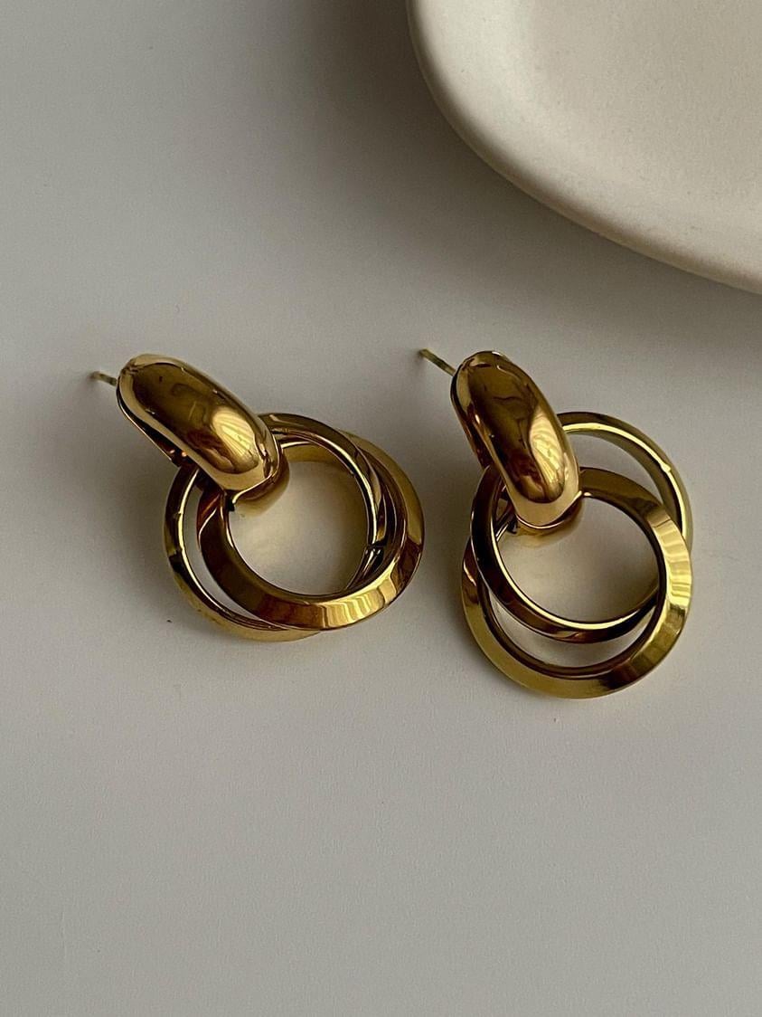 Çelik Gold Vintage Küpe (3 Cm)