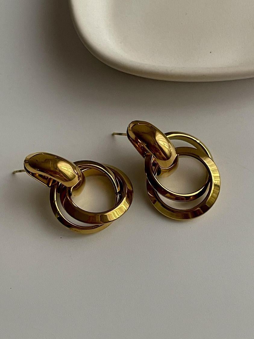 Çelik Gold Vintage Küpe (3 Cm)
