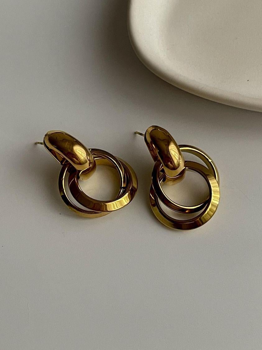 Çelik Gold Vintage Küpe (3 Cm)